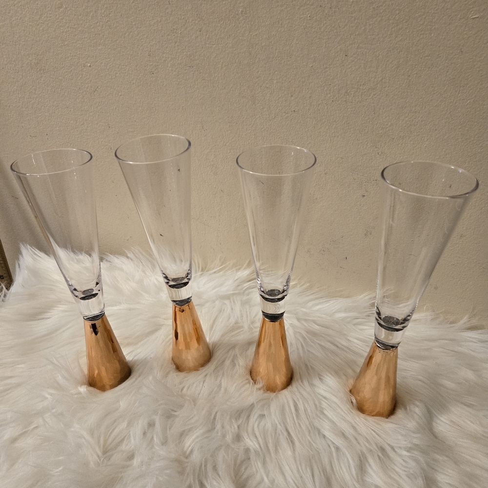 4 Rare Vintage Modern Wine Champagne Flute Glasses